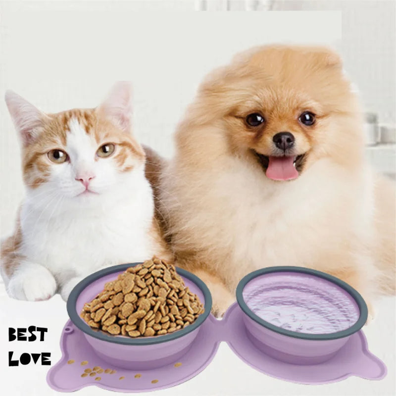 KFX-4538685 Collapsible Silicone Dog and Cat Bowls - Non-Slip Folding Pet Food and Water Bowls for Travel