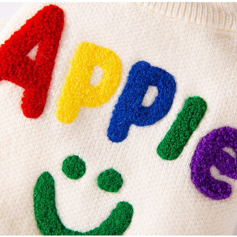 KFX-4543037 Colorful Knitted Sweater with "Apple" Embroidery for Small Dogs and Puppies