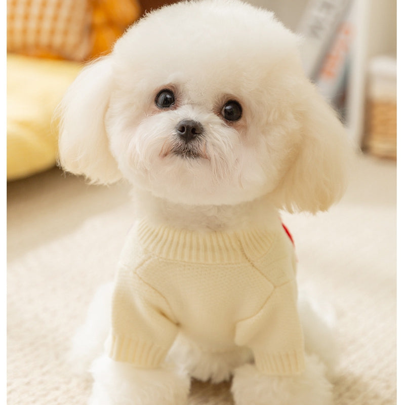 KFX-4543037 Colorful Knitted Sweater with "Apple" Embroidery for Small Dogs and Puppies
