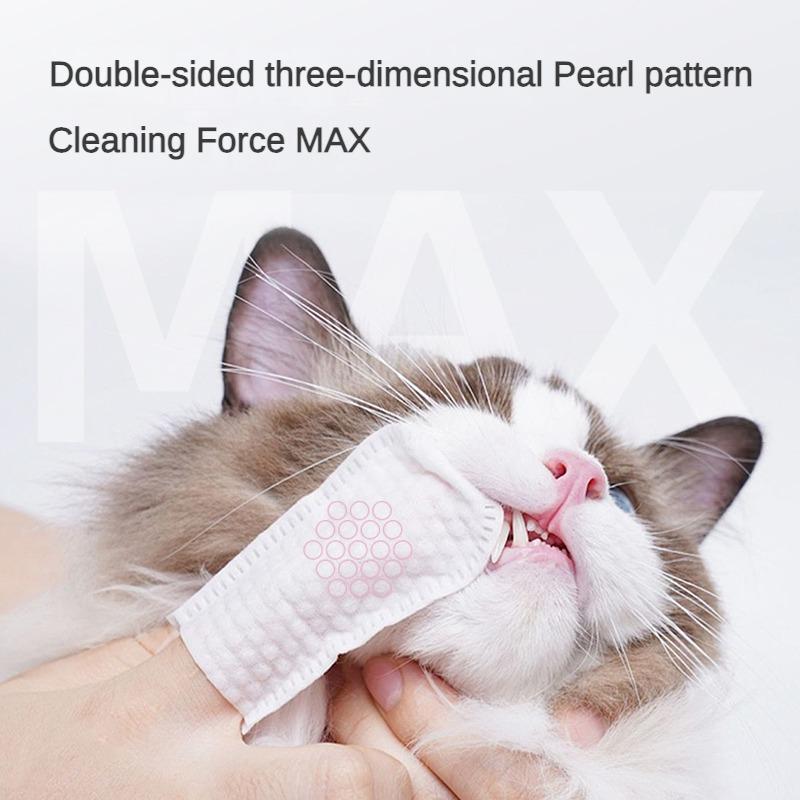 KFX-4543933 3-in-1 Pet Finger Wet Wipes for Dogs and Cats - Dental, Eye, and Ear Care - Pack of 50