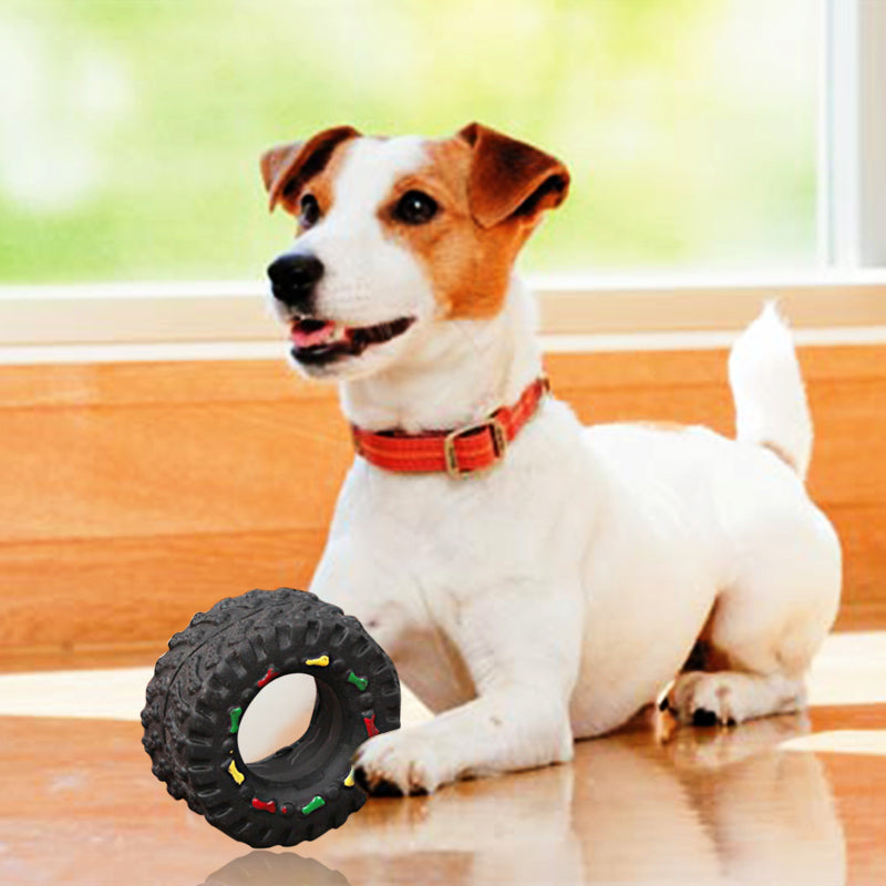 KFX-4545085 Small Audible Tire Toy for Dogs – Glue Material, 8 x 4 cm, Perfect for Pets