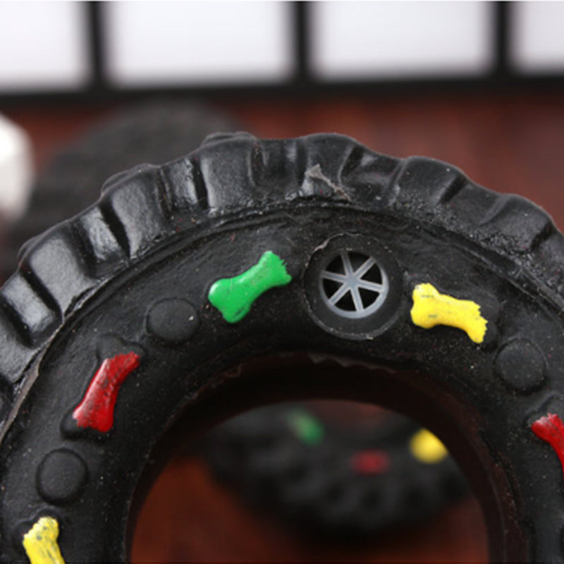 KFX-4545085 Small Audible Tire Toy for Dogs – Glue Material, 8 x 4 cm, Perfect for Pets
