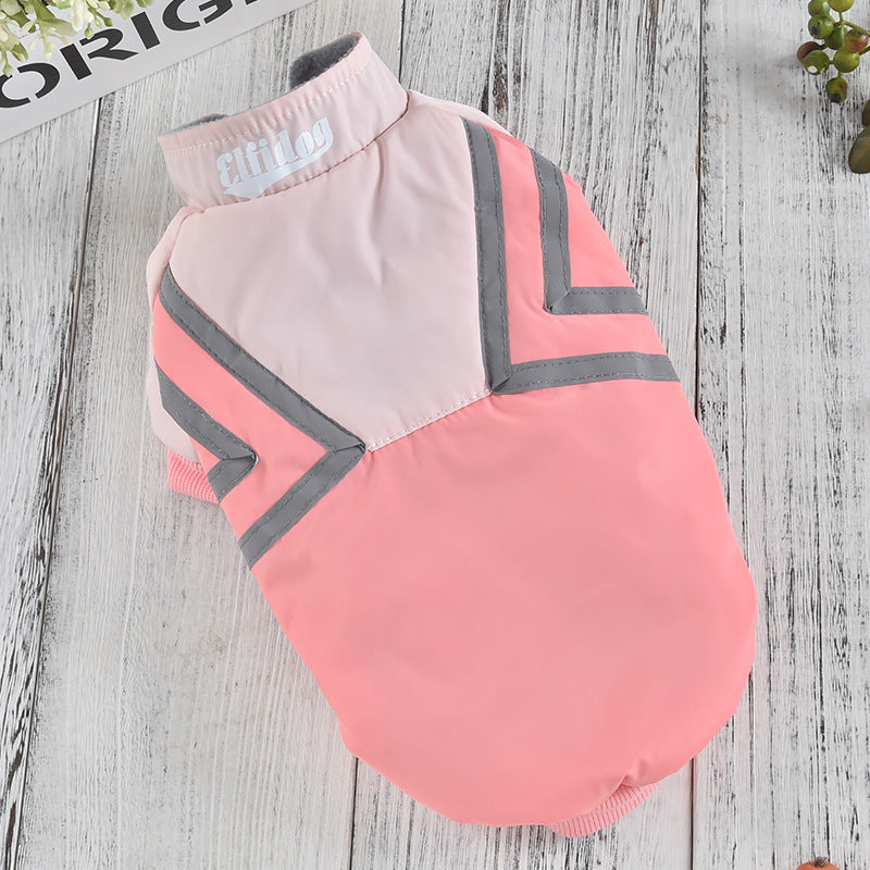 KFX-4546621 Puppy Reflective Stitch Jacket for All Seasons in Pink, Purple, and Blue, Sizes S-XXL