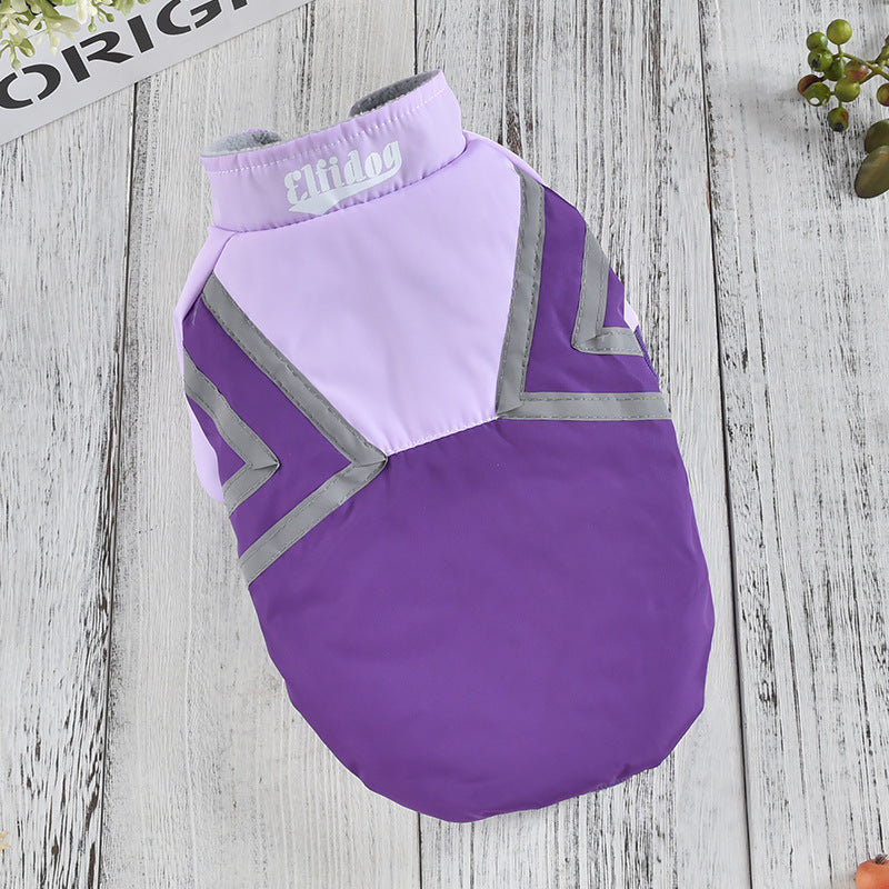KFX-4546621 Puppy Reflective Stitch Jacket for All Seasons in Pink, Purple, and Blue, Sizes S-XXL