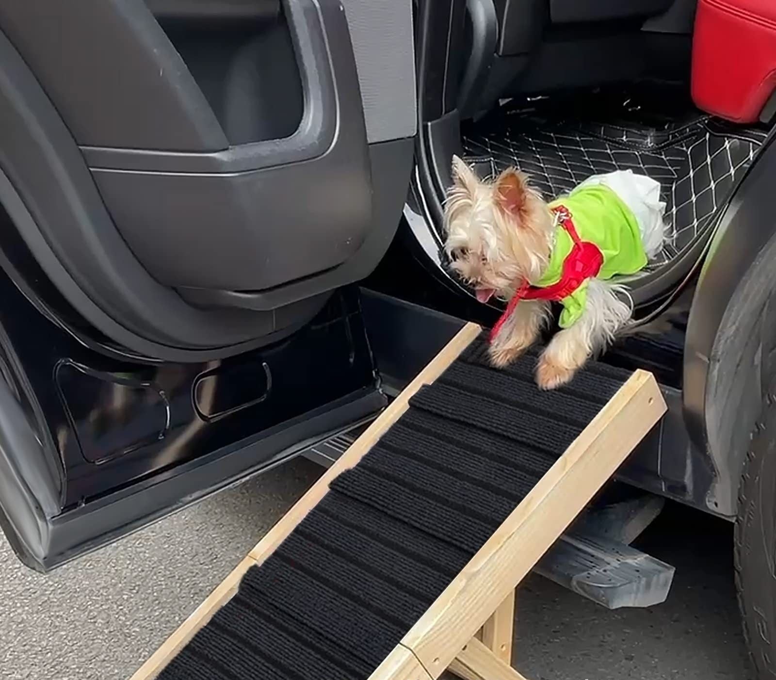 KFX-4547517 Wooden Adjustable Pet Dog Ladder - Foldable Non-slip Ramp for Easy Access