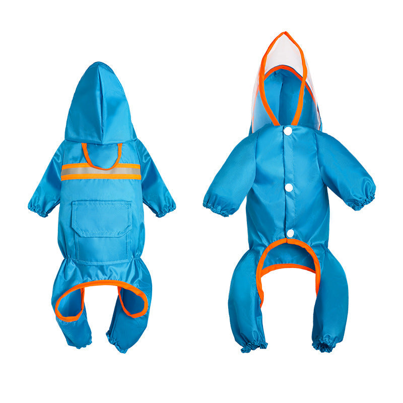 KFX-4548413 Reflective Pet Raincoat for Dogs - Lightweight and Casual Design in Orange, Black, Red, and Blue, Sizes S to XXL
