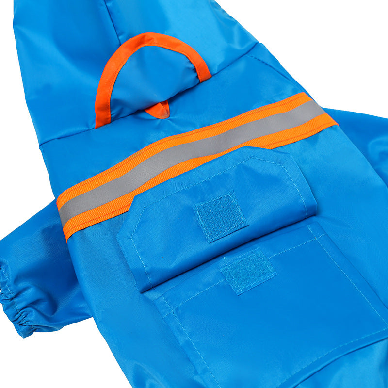 KFX-4548413 Reflective Pet Raincoat for Dogs - Lightweight and Casual Design in Orange, Black, Red, and Blue, Sizes S to XXL