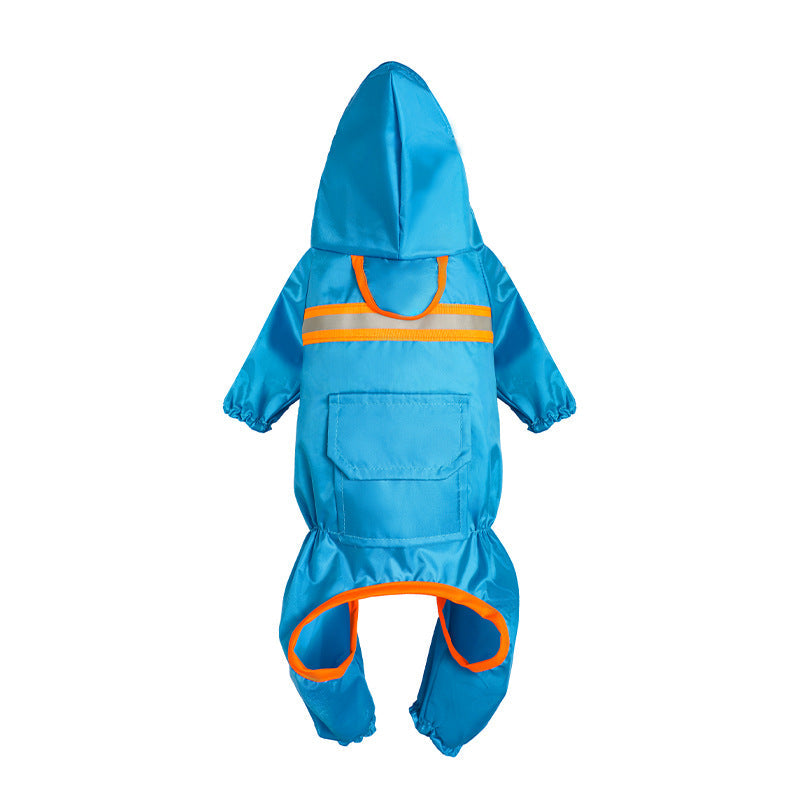 KFX-4548413 Reflective Pet Raincoat for Dogs - Lightweight and Casual Design in Orange, Black, Red, and Blue, Sizes S to XXL
