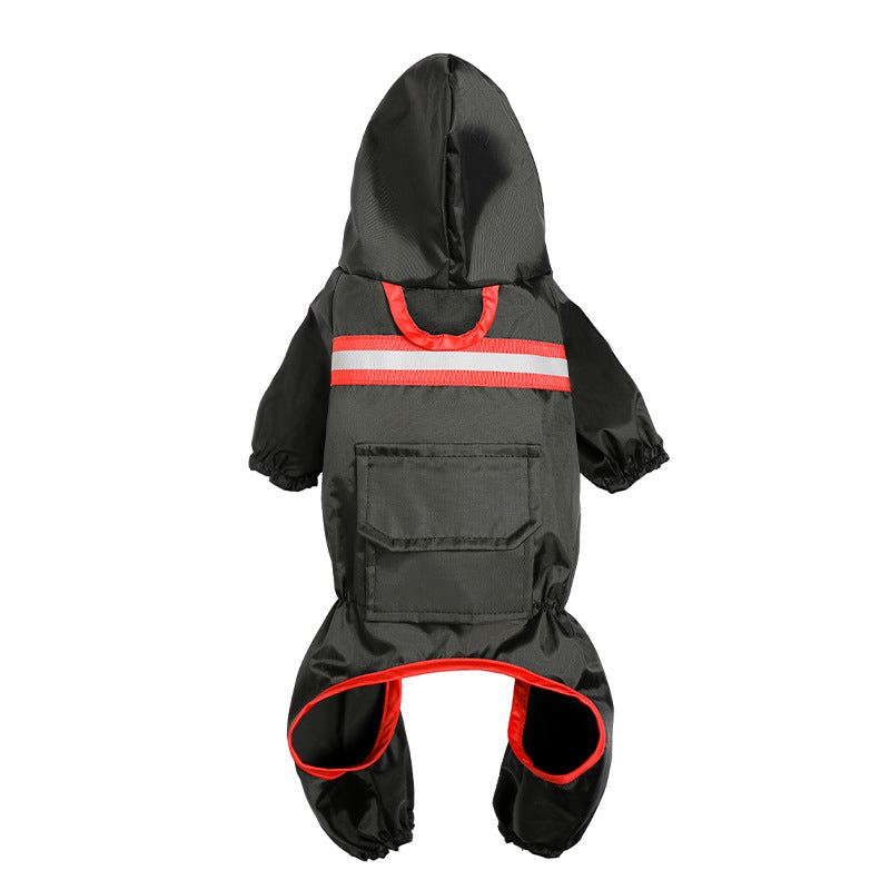 KFX-4548413 Reflective Pet Raincoat for Dogs - Lightweight and Casual Design in Orange, Black, Red, and Blue, Sizes S to XXL