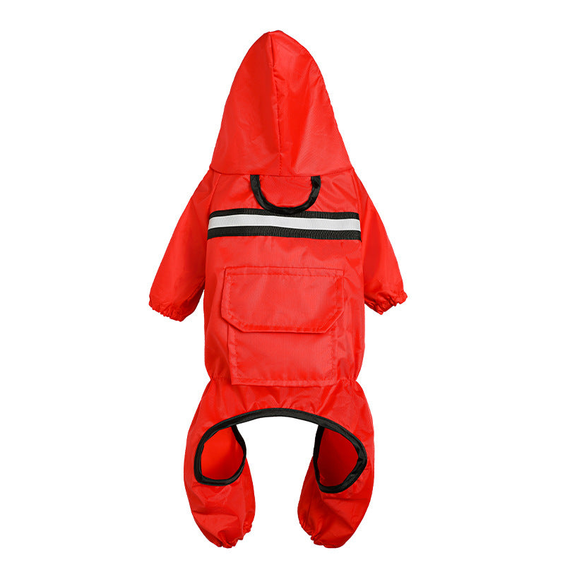KFX-4548413 Reflective Pet Raincoat for Dogs - Lightweight and Casual Design in Orange, Black, Red, and Blue, Sizes S to XXL
