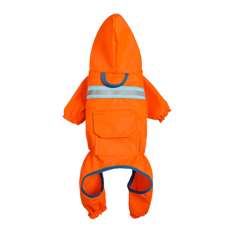 KFX-4548413 Reflective Pet Raincoat for Dogs - Lightweight and Casual Design in Orange, Black, Red, and Blue, Sizes S to XXL