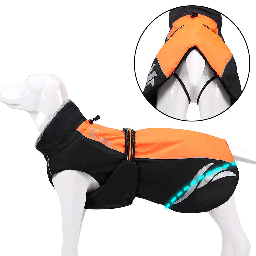 KFX-4549821 Winter Warm Pellet Down Jacket for Dogs – Waterproof and Flame-Retardant Vest in Black, Green, and Orange