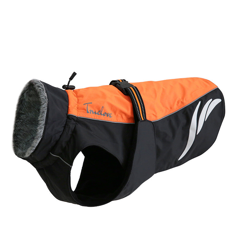 KFX-4549821 Winter Warm Pellet Down Jacket for Dogs – Waterproof and Flame-Retardant Vest in Black, Green, and Orange