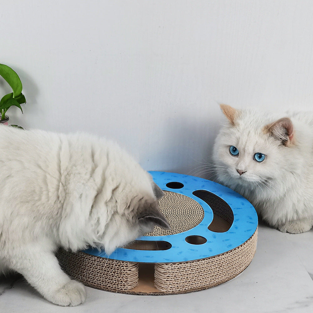 KFX-4550205 Cat Scratching Board and Claw Grinder in Blue and Wood Color, Made of Paper Material