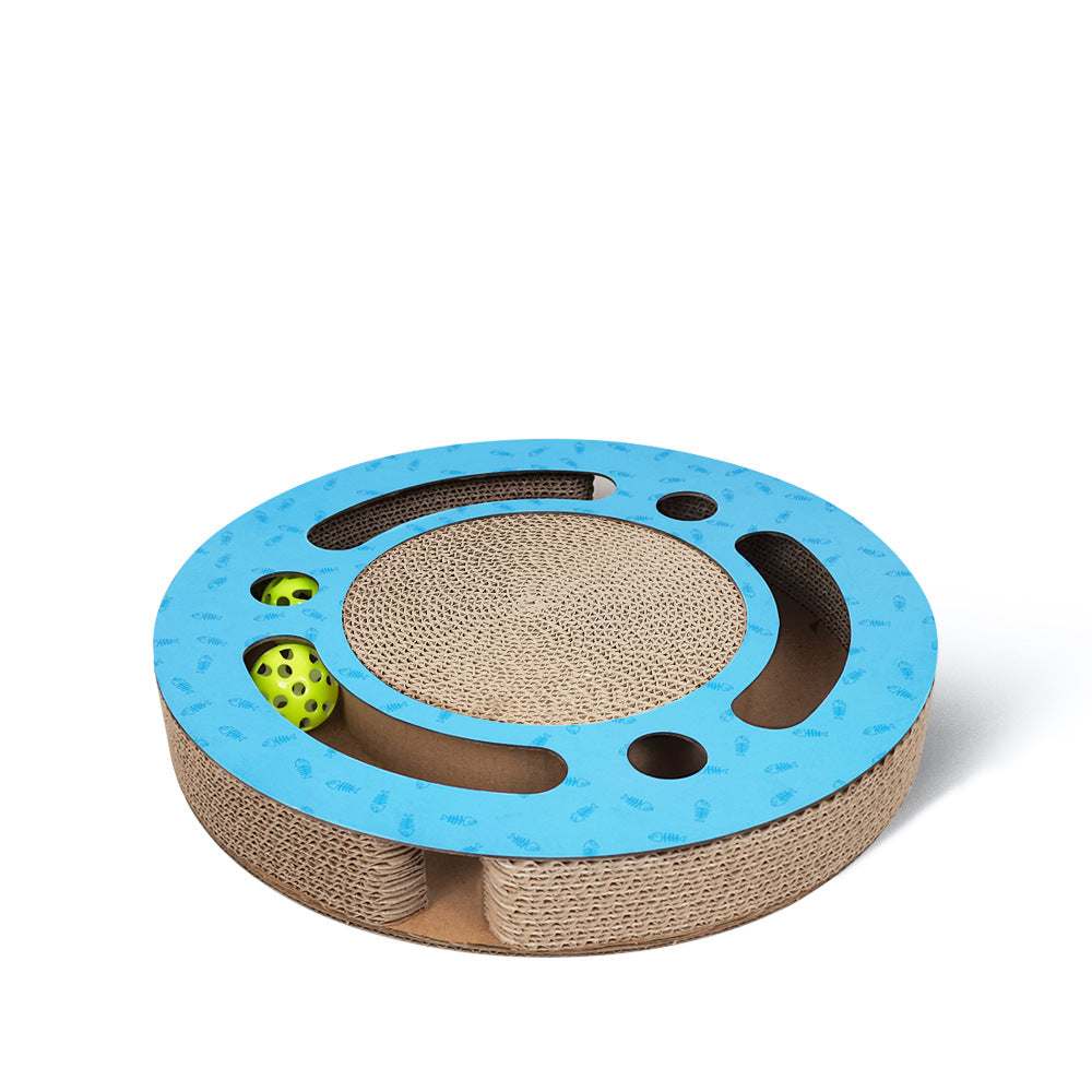 KFX-4550205 Cat Scratching Board and Claw Grinder in Blue and Wood Color, Made of Paper Material