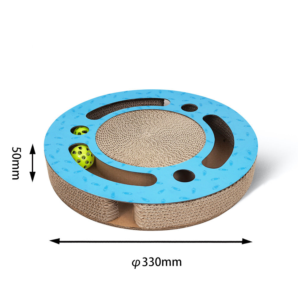 KFX-4550205 Cat Scratching Board and Claw Grinder in Blue and Wood Color, Made of Paper Material