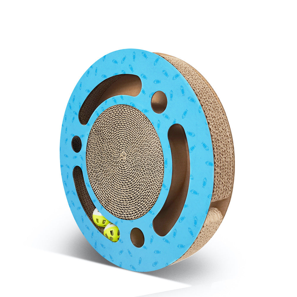 KFX-4550205 Cat Scratching Board and Claw Grinder in Blue and Wood Color, Made of Paper Material