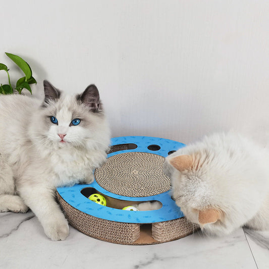 KFX-4550205 Cat Scratching Board and Claw Grinder in Blue and Wood Color, Made of Paper Material
