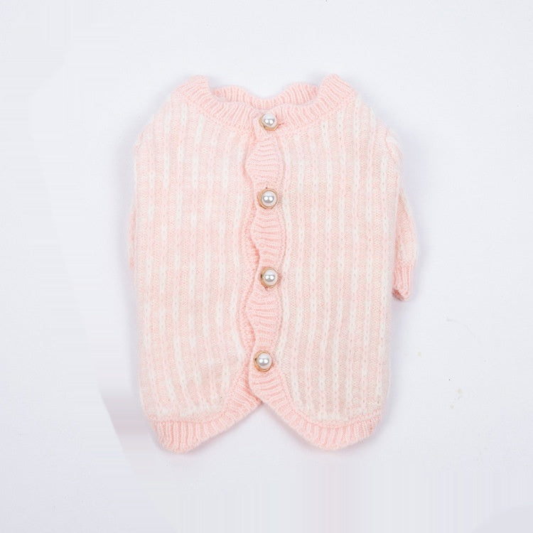 KFX-4550589 Cozy Pearl Sweater Cardigan for Pets - Available in Blue & Pink, Sizes XS to 3XL