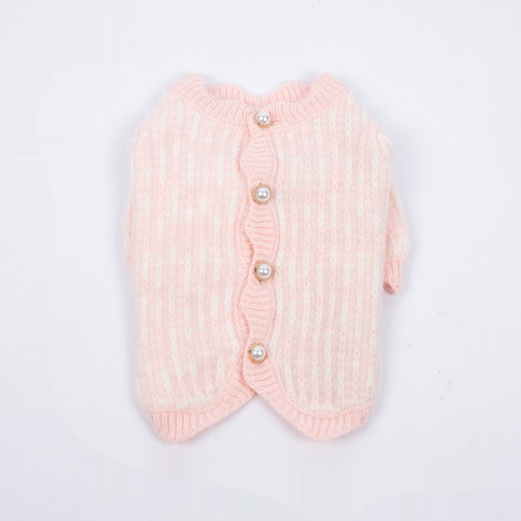 KFX-4550589 Cozy Pearl Sweater Cardigan for Pets - Available in Blue & Pink, Sizes XS to 3XL