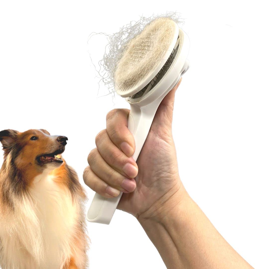 KFX-4551485 Self-Cleaning Slicker Brush for Dogs and Cats - Ergonomic Pet Grooming Tool for Shedding, Matted Hair, and Massage
