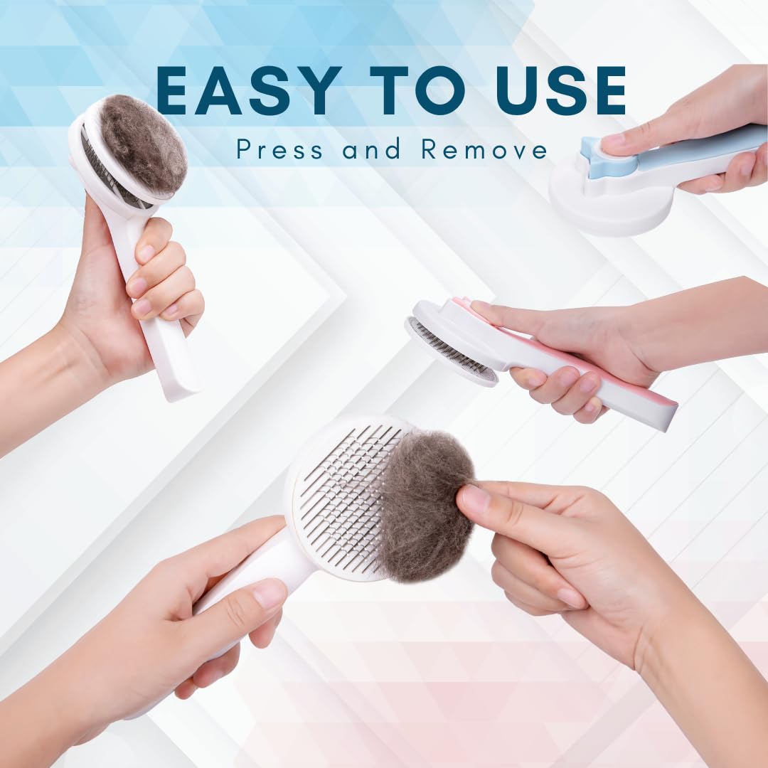 KFX-4551485 Self-Cleaning Slicker Brush for Dogs and Cats - Ergonomic Pet Grooming Tool for Shedding, Matted Hair, and Massage