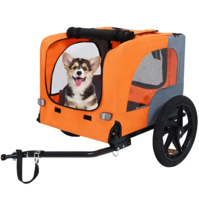 KFX-4551613 Collapsible Pet Bike Trailer with 16-Inch All-Terrain Wheels and Universal Hitch for Bicycles - Convenient Dog Cargo Carrier