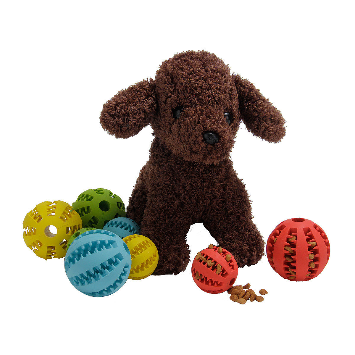 KFX-4552637 Bite Resistant Rubber Watermelon Ball for Dogs - Multi-Color Pet Toy
