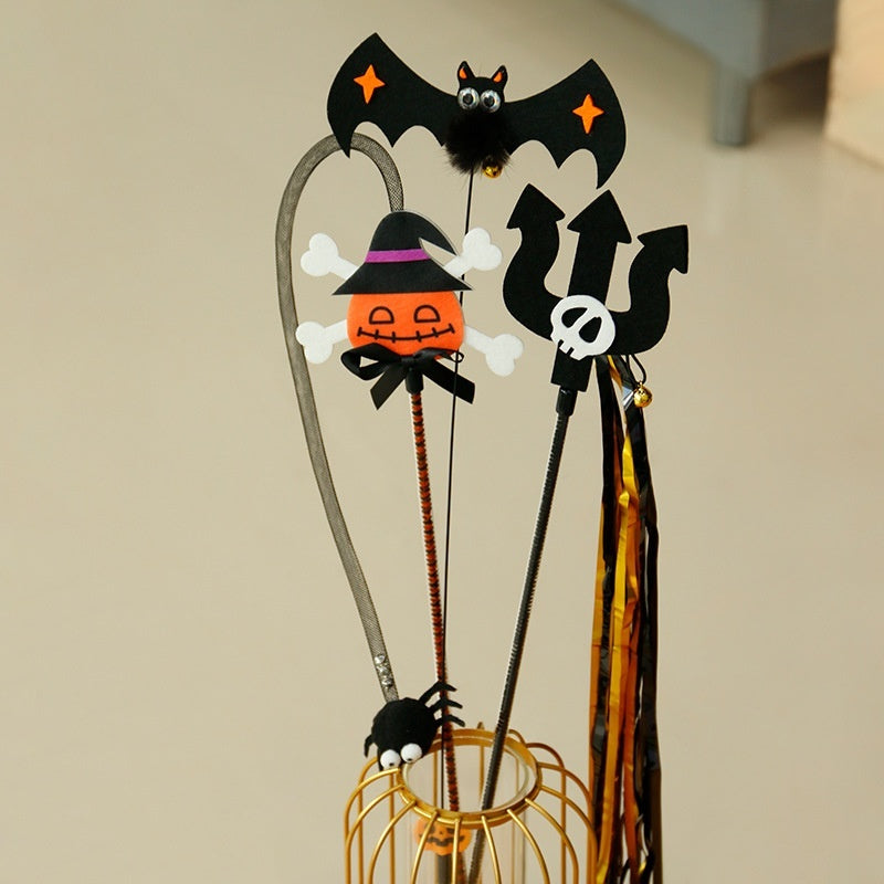 KFX-4554813 Lengthened Cat Teaser with Halloween Bell Tassel in Fun Designs