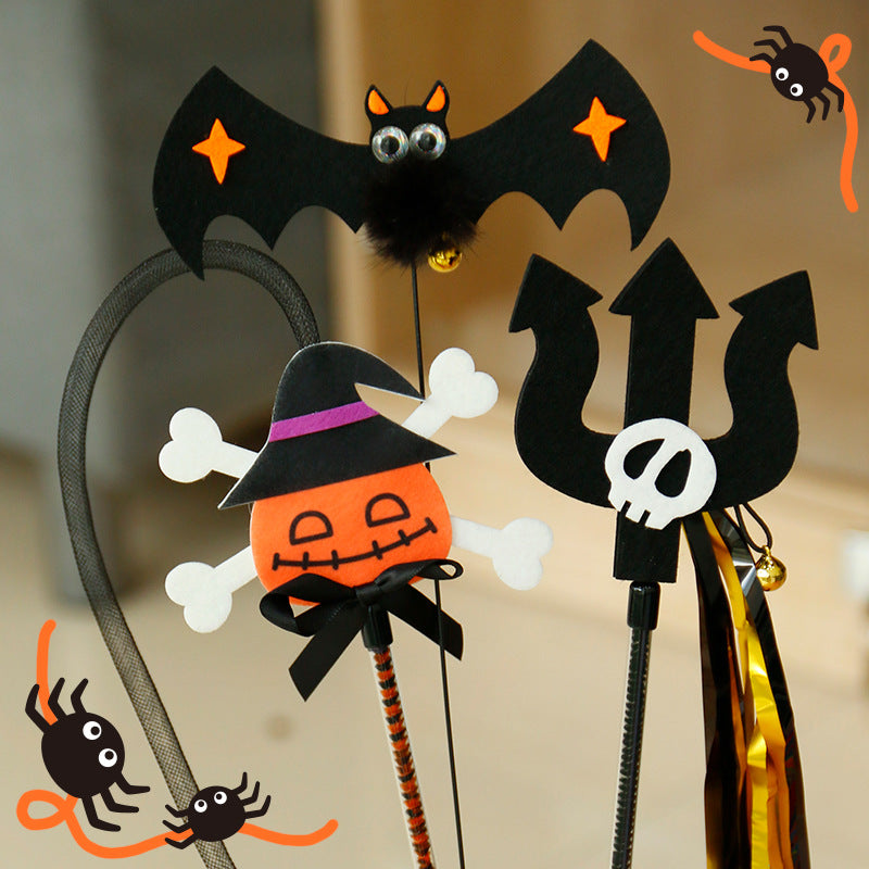 KFX-4554813 Lengthened Cat Teaser with Halloween Bell Tassel in Fun Designs
