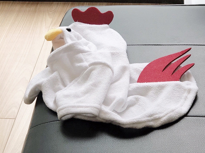 KFX-4555069 Rooster Style White Cotton Dog Sweater with Hood in Sizes S, M, L