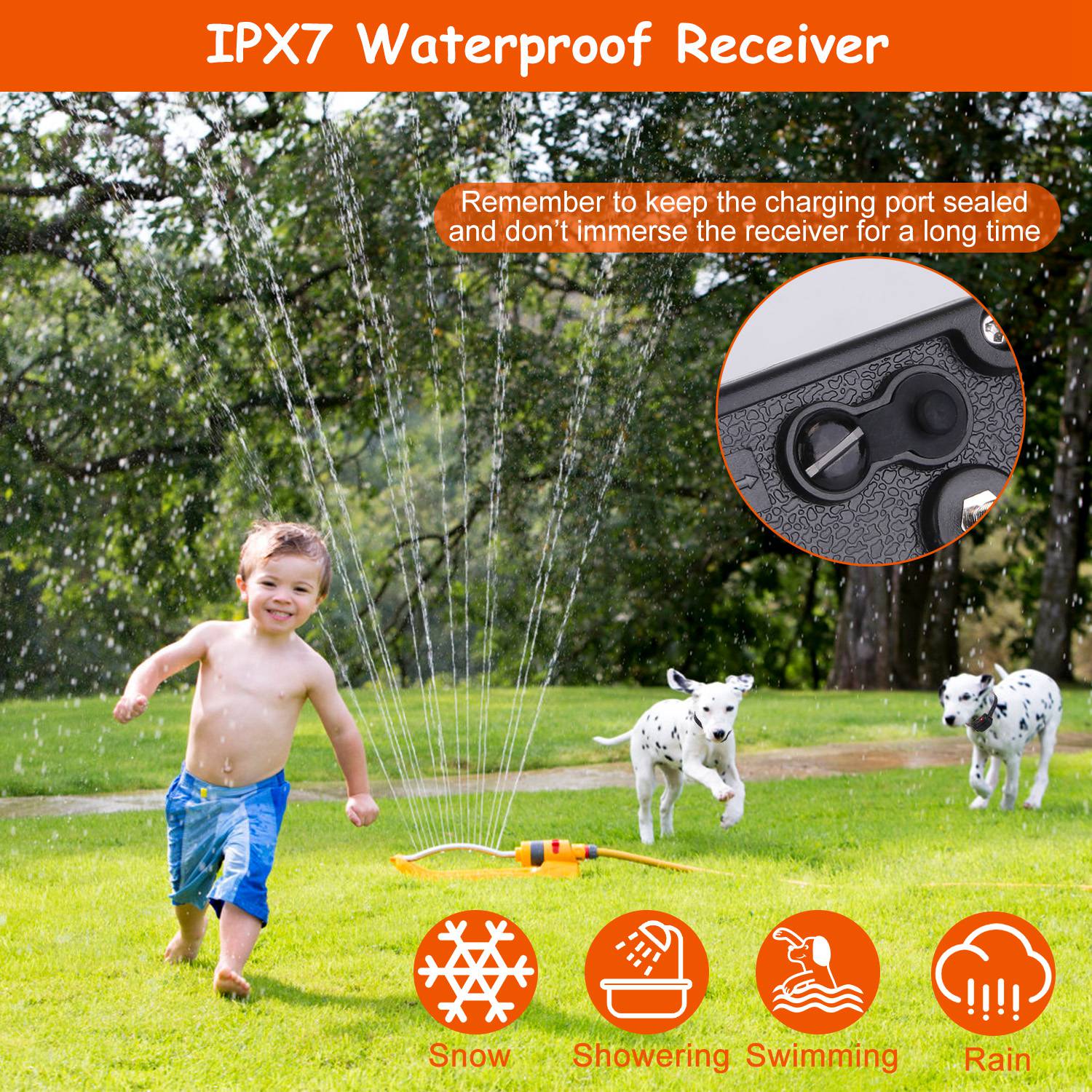 KFX-4555453 Adjustable Wireless Dog Fence System with Waterproof Receiver and Rechargeable Collar for Small to Large Dogs