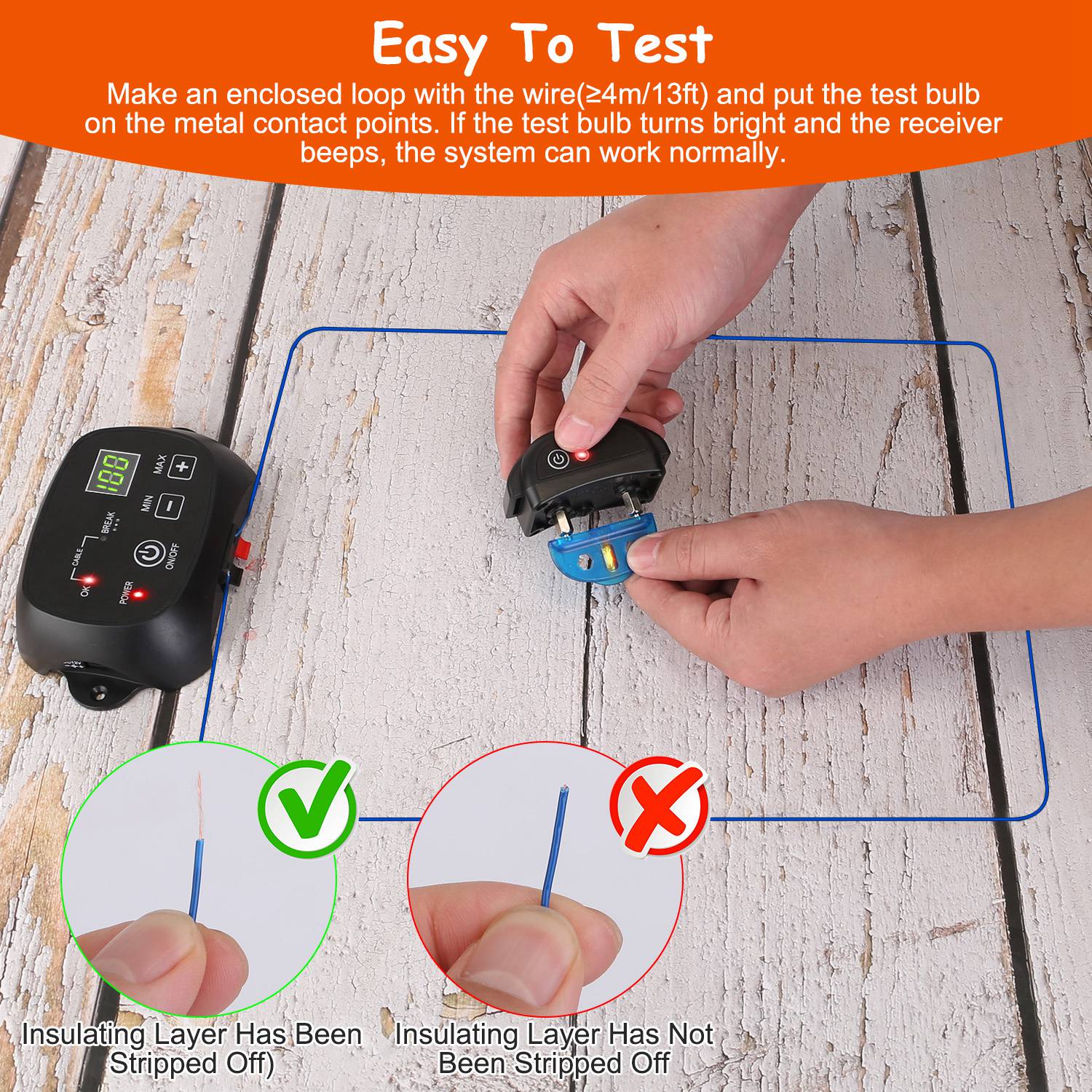 KFX-4555453 Adjustable Wireless Dog Fence System with Waterproof Receiver and Rechargeable Collar for Small to Large Dogs