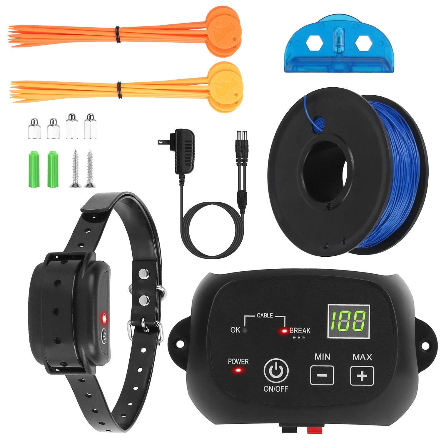 KFX-4555453 Adjustable Wireless Dog Fence System with Waterproof Receiver and Rechargeable Collar for Small to Large Dogs