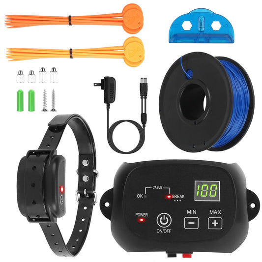 KFX-4555453 Adjustable Wireless Dog Fence System with Waterproof Receiver and Rechargeable Collar for Small to Large Dogs