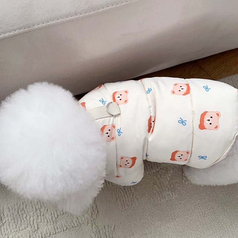 KFX-4555581 Warm Bear Cotton-Padded Coat for Small Dogs and Cats - Autumn and Winter Pet Apparel
