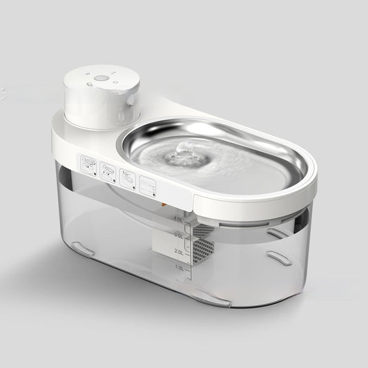 KFX-4555837 Wireless Stainless Steel Pet Water Dispenser with Battery and Electricity Separation for Dogs and Cats