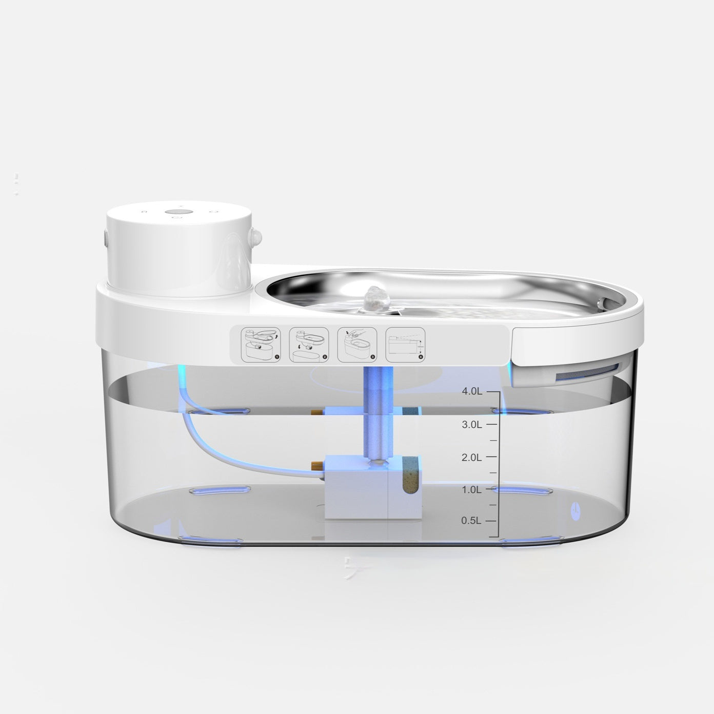 KFX-4555837 Wireless Stainless Steel Pet Water Dispenser with Battery and Electricity Separation for Dogs and Cats