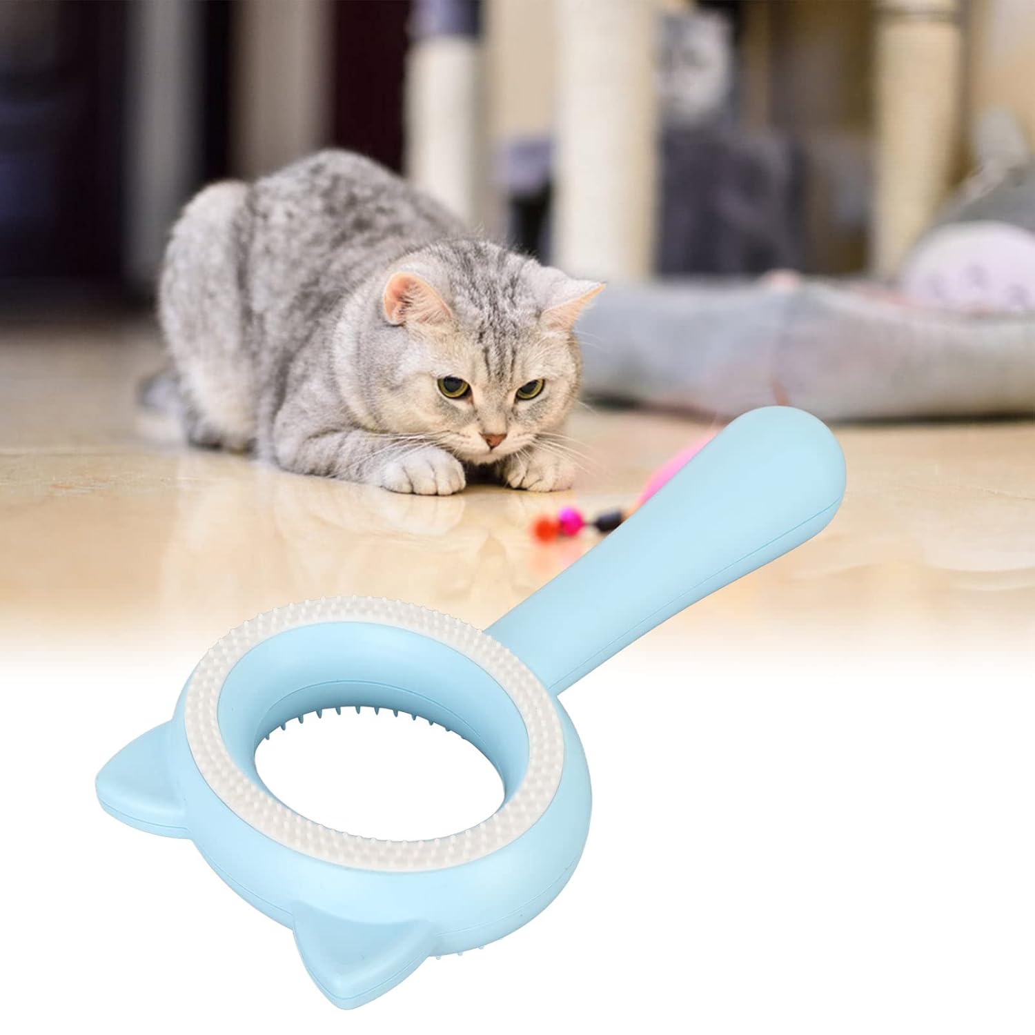 KFX-4557245 Double-Sided Pet Grooming Brush for Cats and Dogs with Comfortable Handle and Easy Clean Design