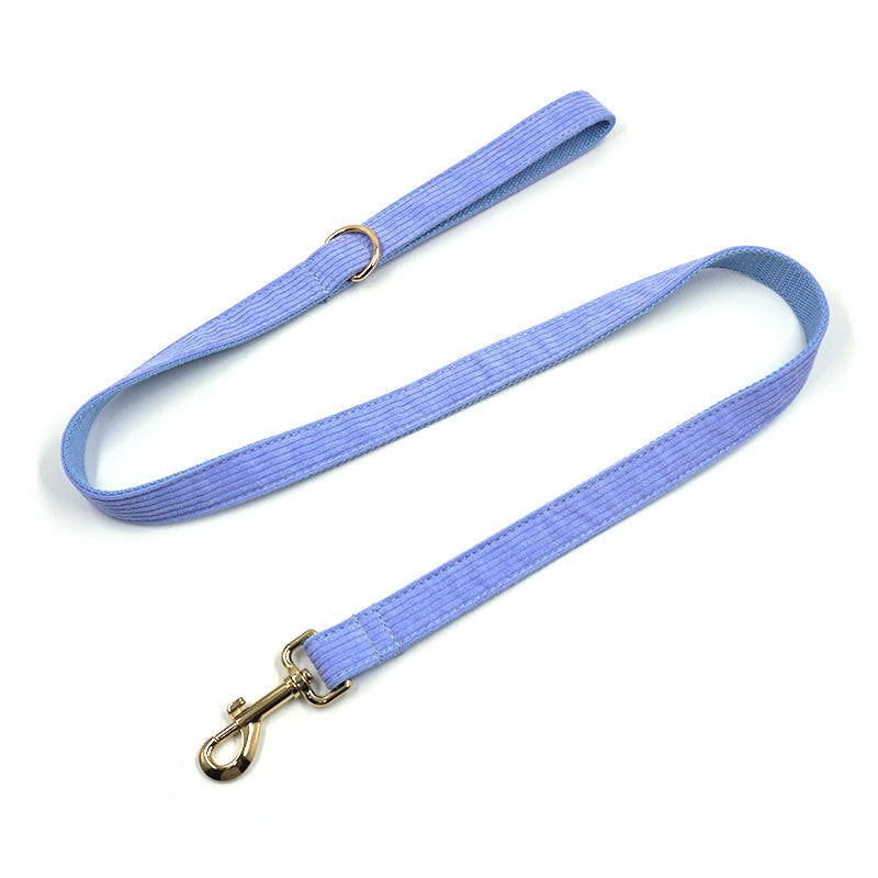 KFX-4557757 Violet Velvet Corduroy Bow Collar and Leash Set for Pets