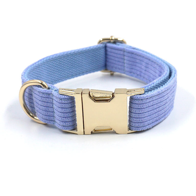 KFX-4557757 Violet Velvet Corduroy Bow Collar and Leash Set for Pets
