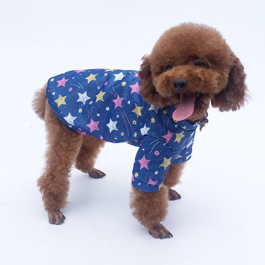 KFX-4560829 Cozy Cotton Fleece Sweater for Pets in Blue and Black