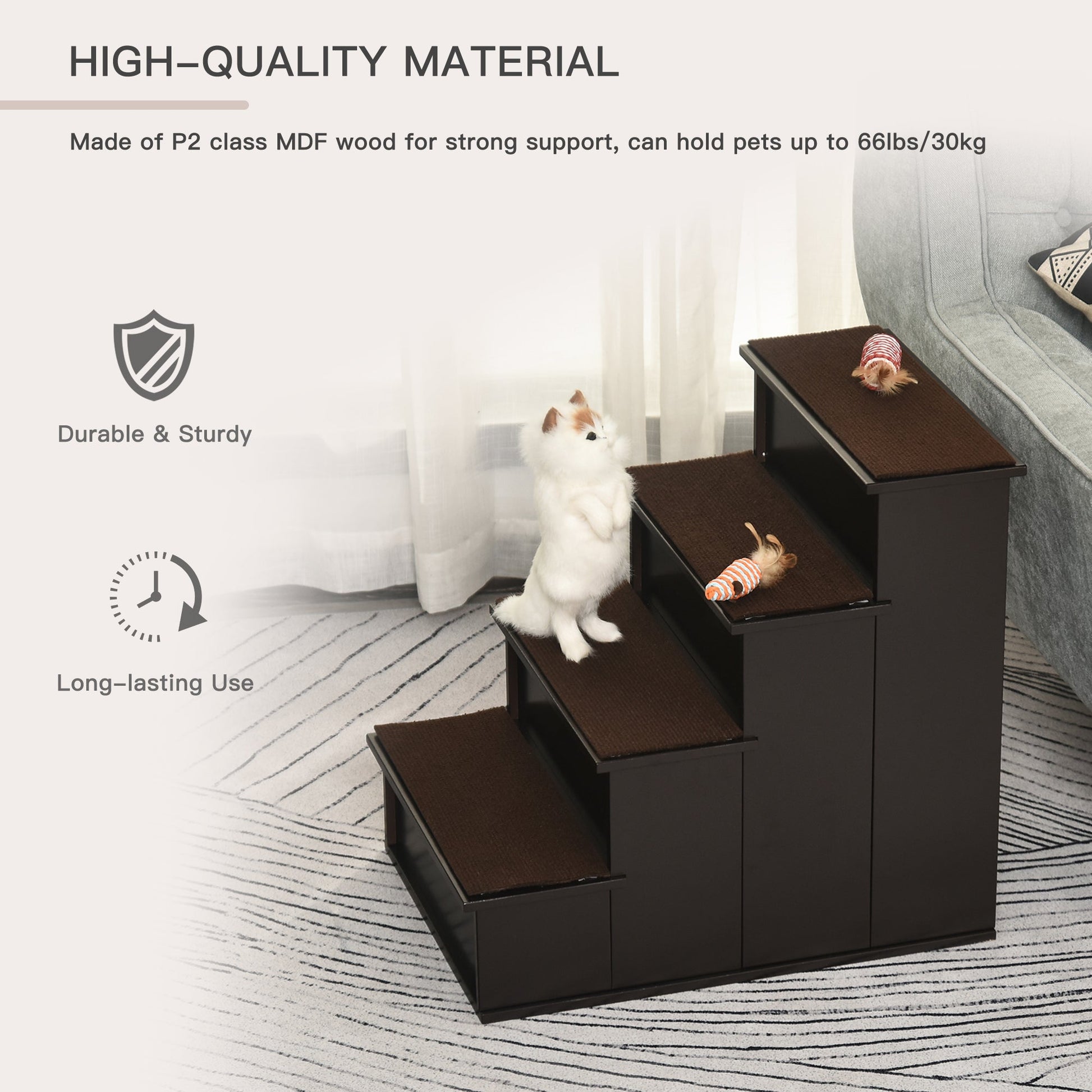 KFX-4561213 Pet Stairs for Small Dogs - 4-Step Cushioned Steps for Easy Access to Beds and Couches