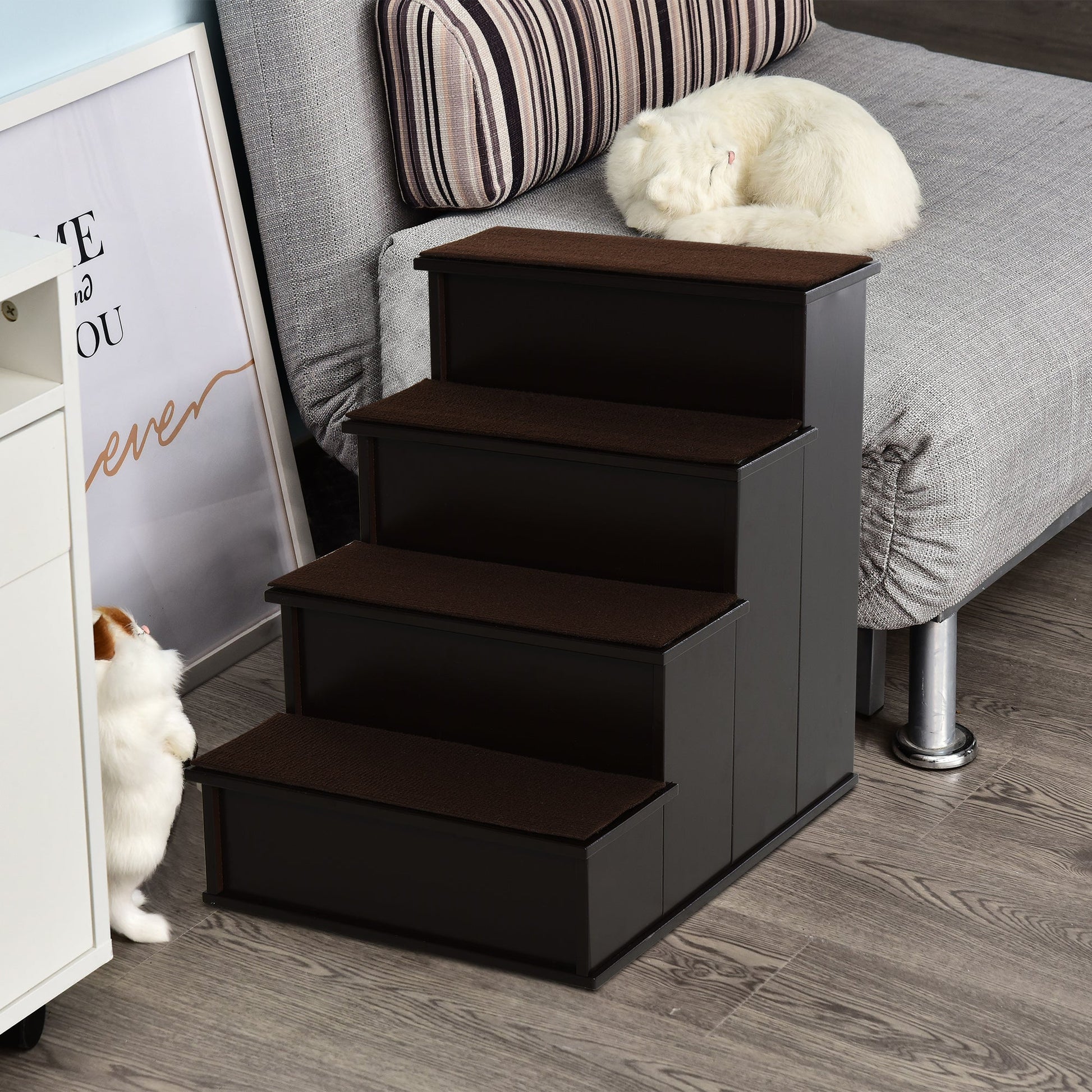 KFX-4561213 Pet Stairs for Small Dogs - 4-Step Cushioned Steps for Easy Access to Beds and Couches