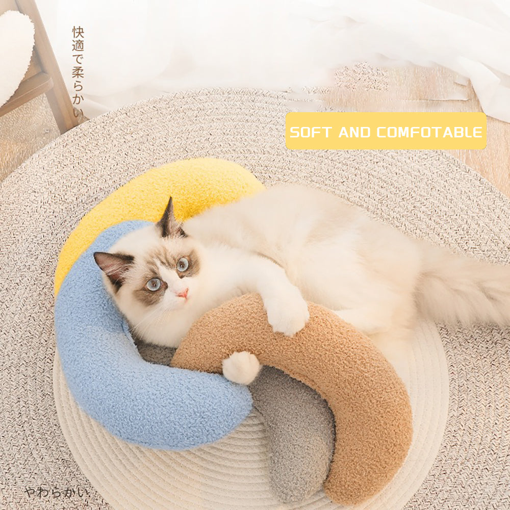 KFX-4563005 Ultra-Soft U-Shaped Cat Pillow with Adjustable Collar for Cervical Support and Comfort