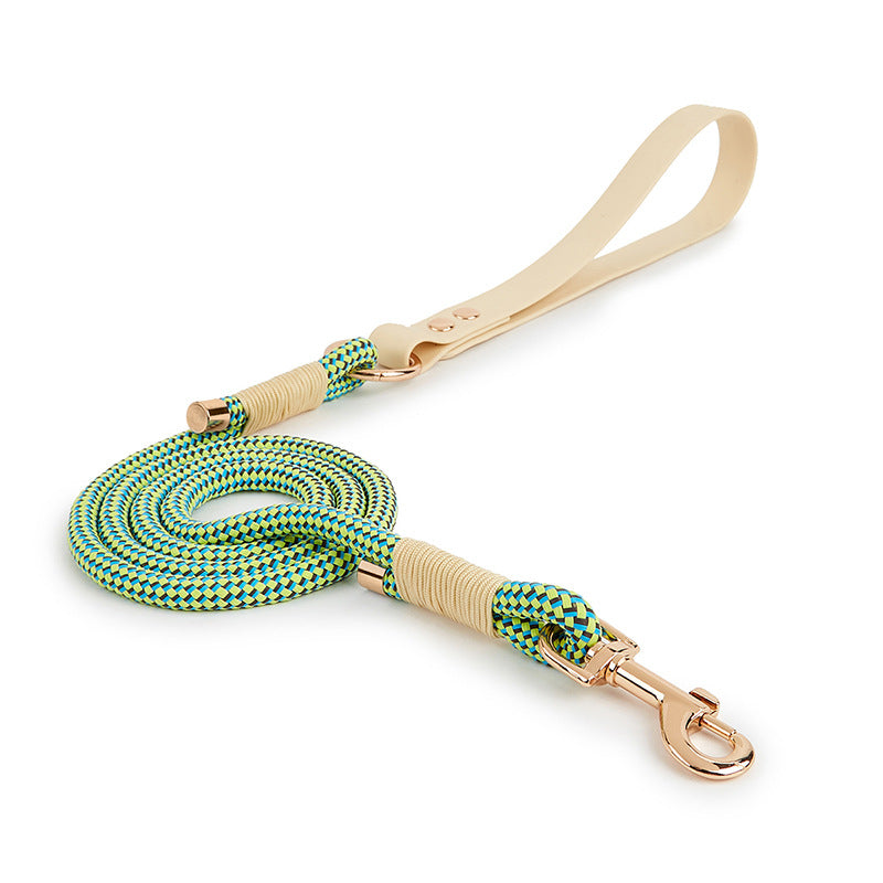 KFX-4563517 Medium-Sized Dog Safety Buckle Rope in Wizard of Oz Green and Shadow White, 120cm Length