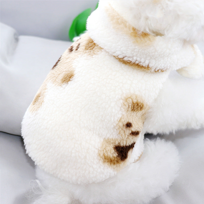 KFX-4563901 Cotton Small Dog Scarf - Simple Chinese Style Clothing in Gray-Brown and Creamy White