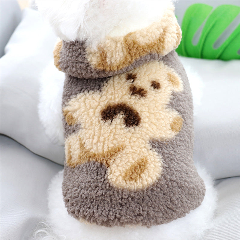 KFX-4563901 Cotton Small Dog Scarf - Simple Chinese Style Clothing in Gray-Brown and Creamy White