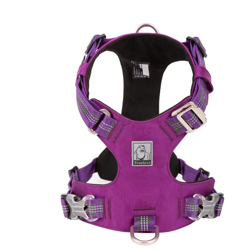 KFX-4564797 Waterproof Reflective Super Fiber Dog Chest Strap - Adjustable Sizes in Army Green, Black, and Purple