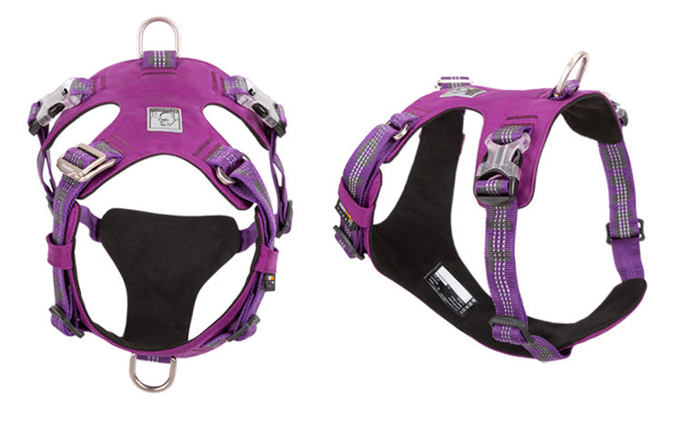 KFX-4564797 Waterproof Reflective Super Fiber Dog Chest Strap - Adjustable Sizes in Army Green, Black, and Purple